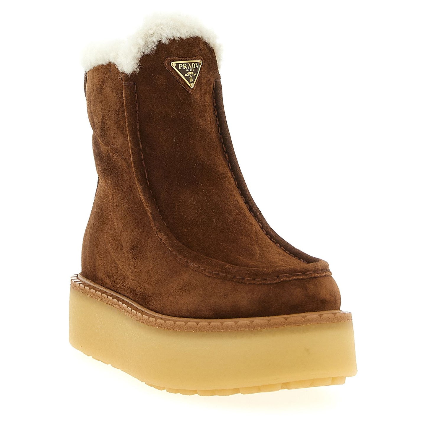 Prada Brown Calfskin Ankle Boots