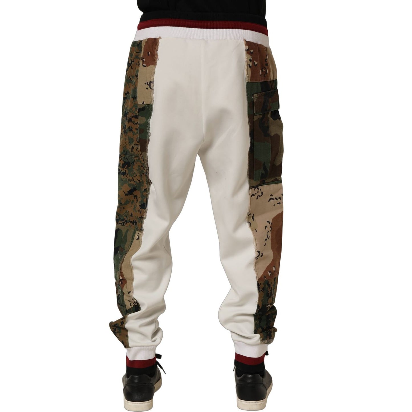 Dolce & Gabbana White Camouflage Patchwork Sweatpants Pants