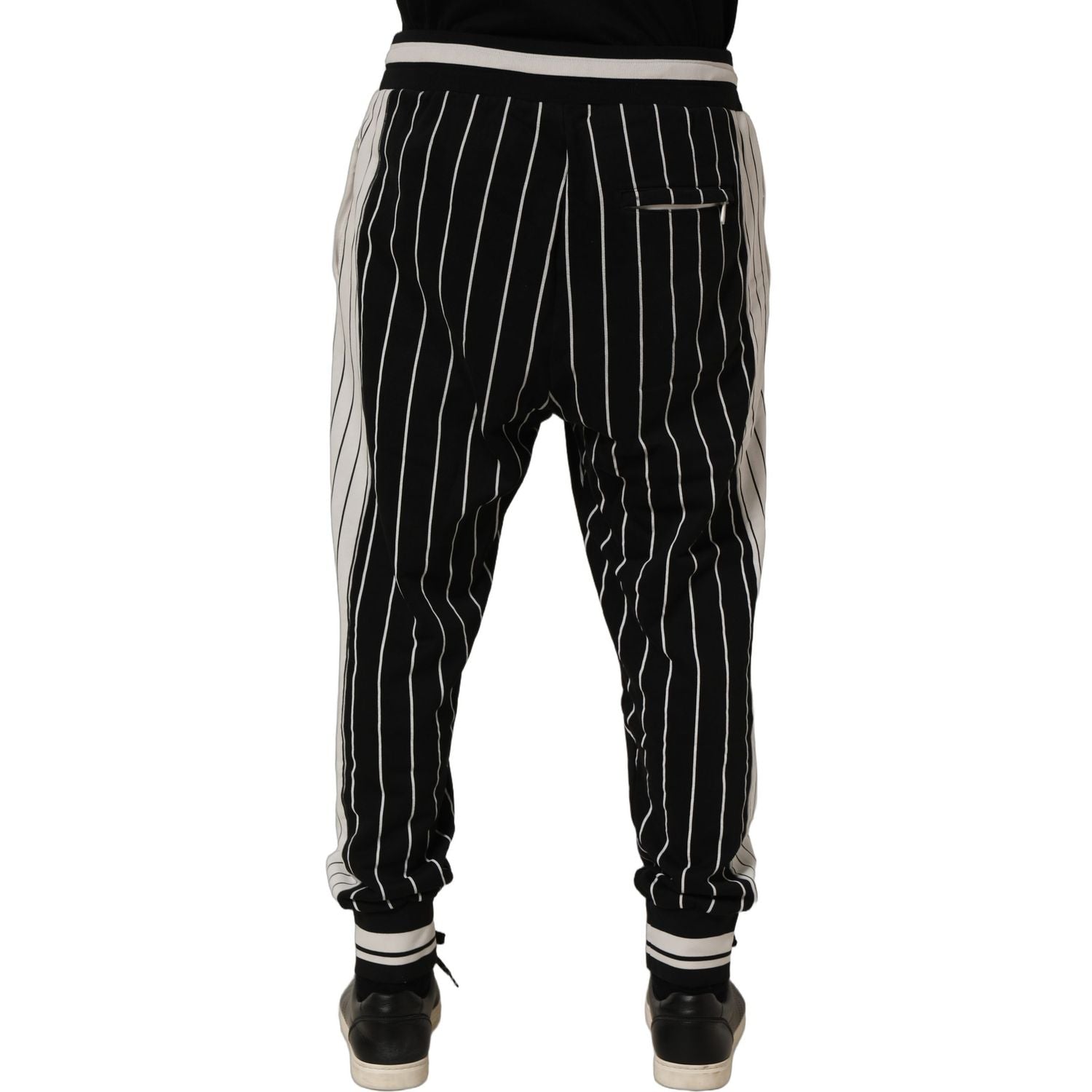 Dolce & Gabbana Black Striped DG Patch Men Sweatpants Pants