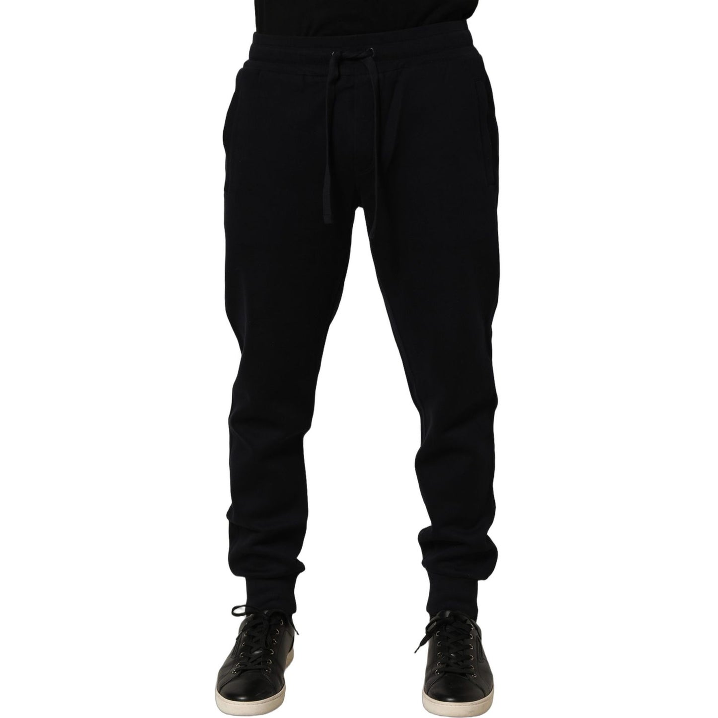 Dolce & Gabbana Blue Cotton Drawstring Jogger Trouser Pants