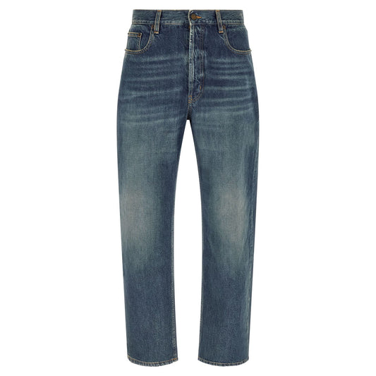Saint Laurent Blue Cotton Straight-Leg Jeans