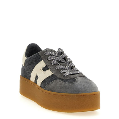 Hogan Gray Wool Platform Sneakers
