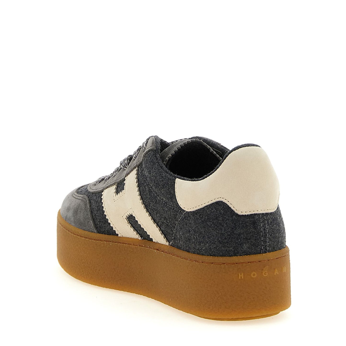 Hogan Gray Wool Platform Sneakers