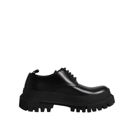 Dolce & Gabbana Black Leather Hi-Trekking Derby Shoes