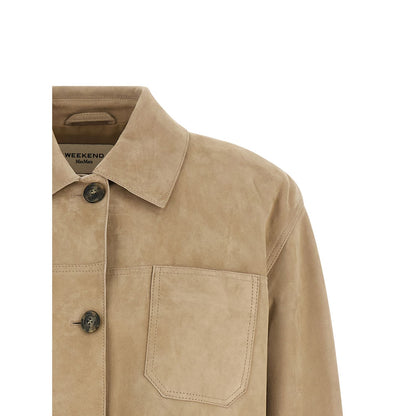 Max Mara Beige Lamb Leather Leather Jacket