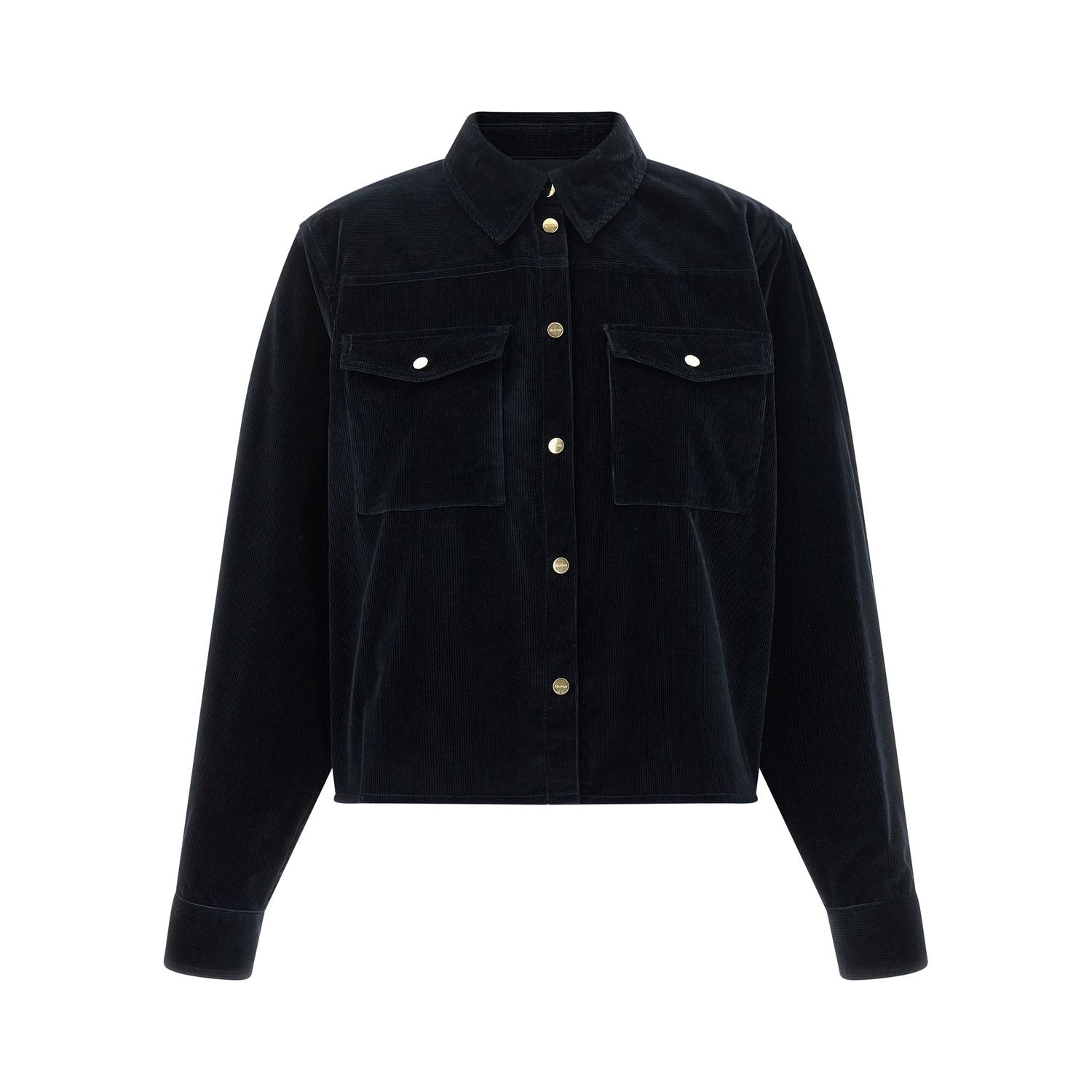 Max Mara Blue Cotton Full-Length Jacket
