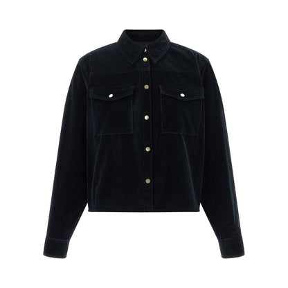 Max Mara Blue Cotton Full-Length Jacket