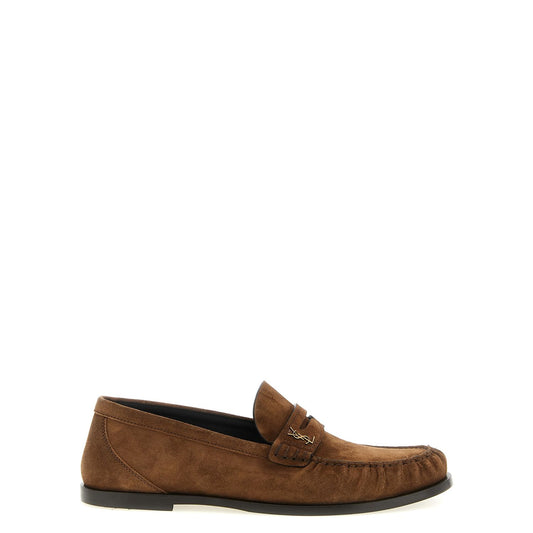 Saint Laurent Brown Calfskin Slip-On Loafers