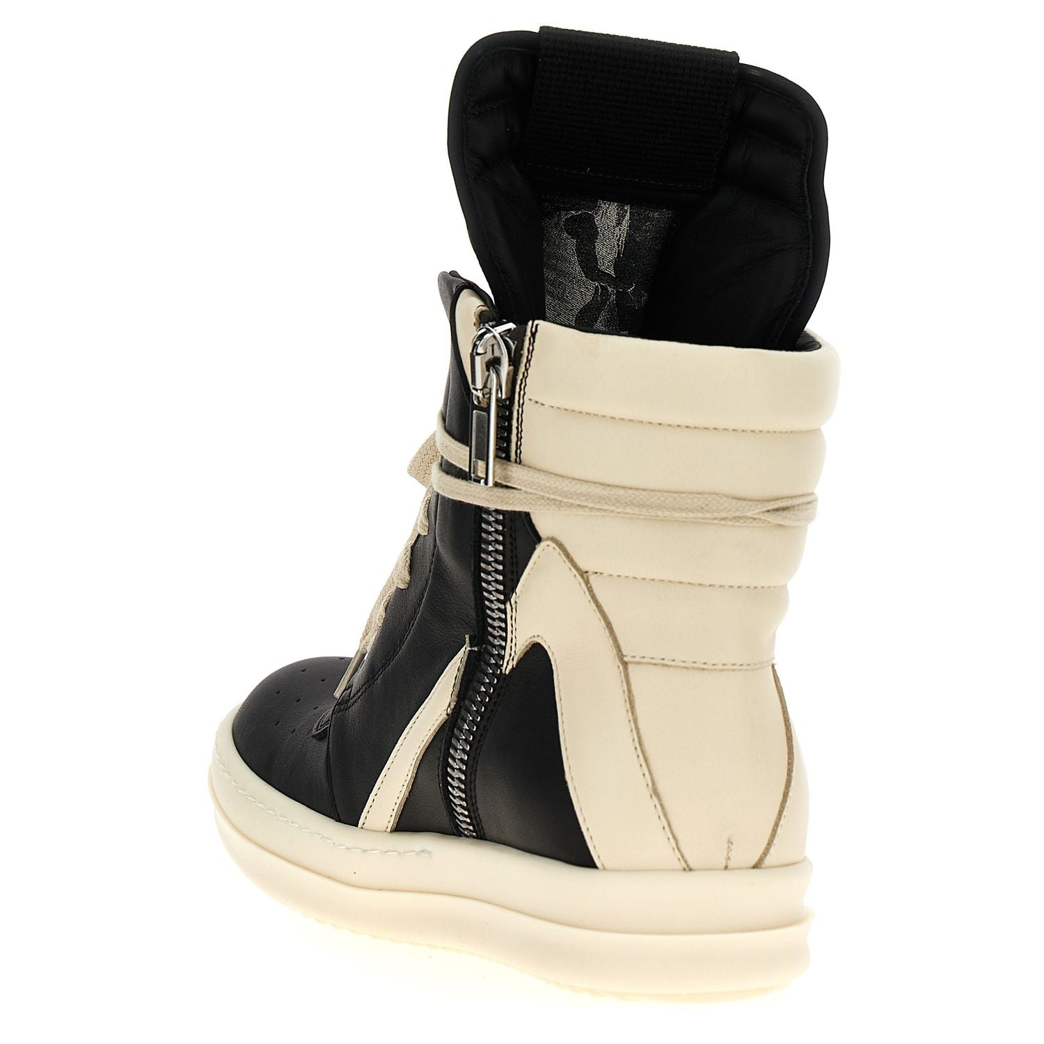 Rick Owens Bicolor Calfskin Athletic Sneakers