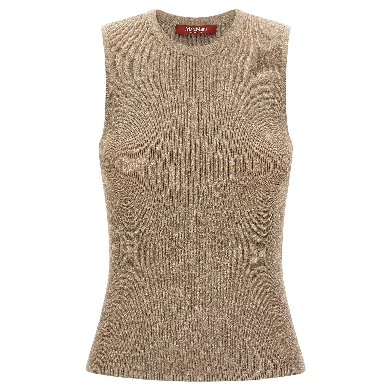 Max Mara Beige Polyamide Sleeveles T-Shirt