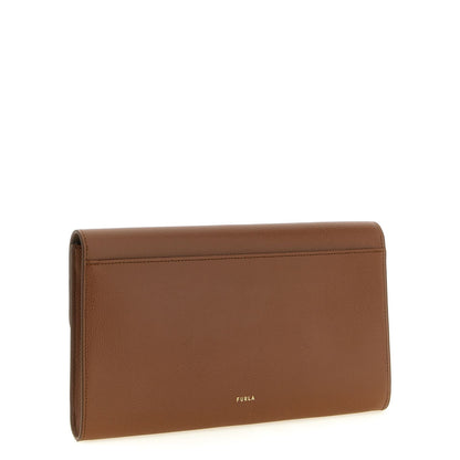 Furla Brown Calfskin Clutch Bag