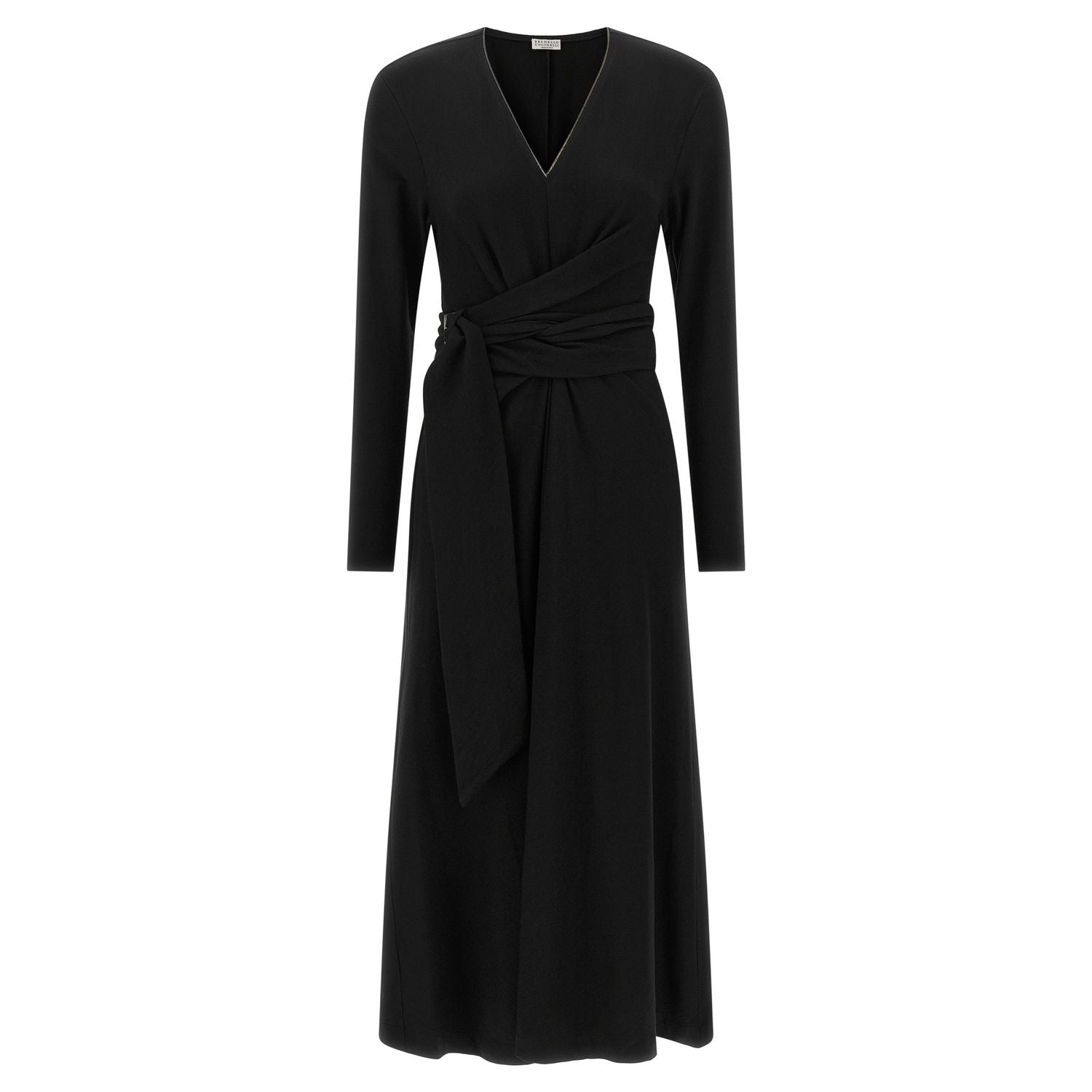 Brunello Cucinelli Black Virgin Wool Midi Dress