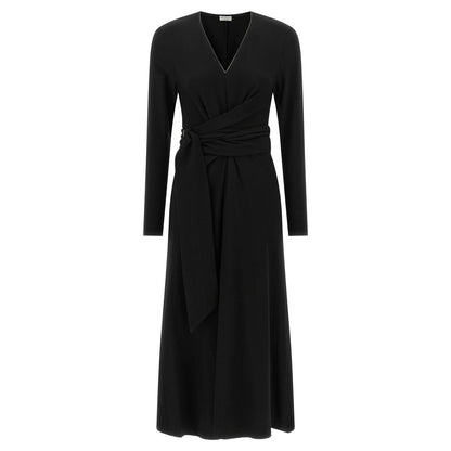 Brunello Cucinelli Black Virgin Wool Midi Dress