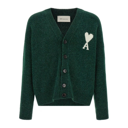 Ami Paris Bicolor Alpaca Wool Cardigan