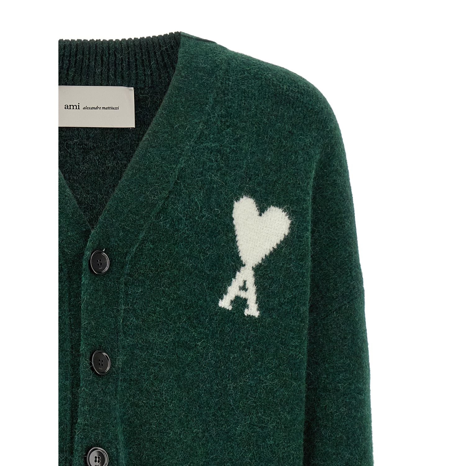 Ami Paris Bicolor Alpaca Wool Cardigan