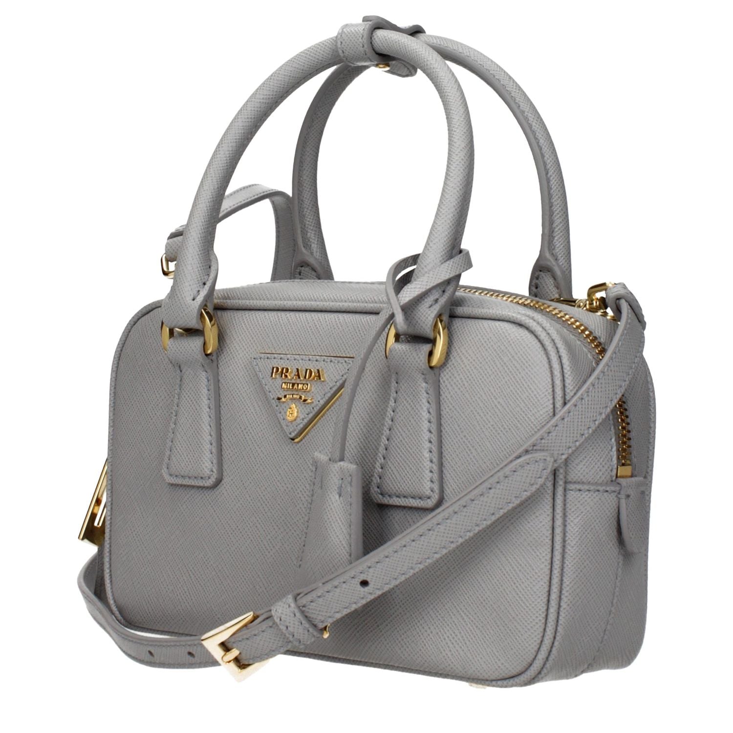 Prada Gray Leather Handbag