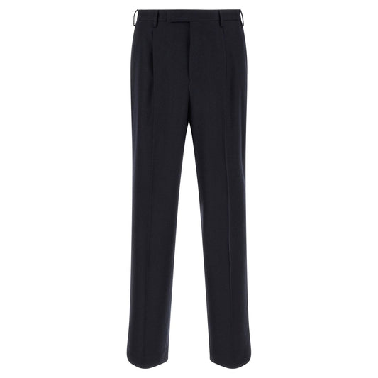 PT Torino Black Virgin Wool Casual Pants