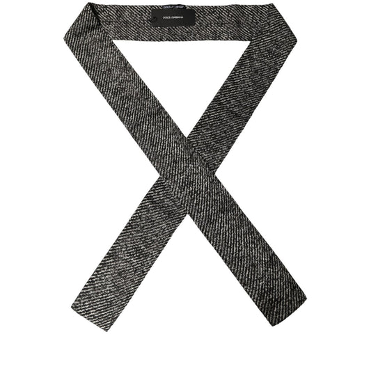 Dolce & Gabbana Black White Herringbone Tweed Shawl Scarf