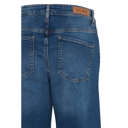 ICHI Blue Cotton Bootcut Jeans