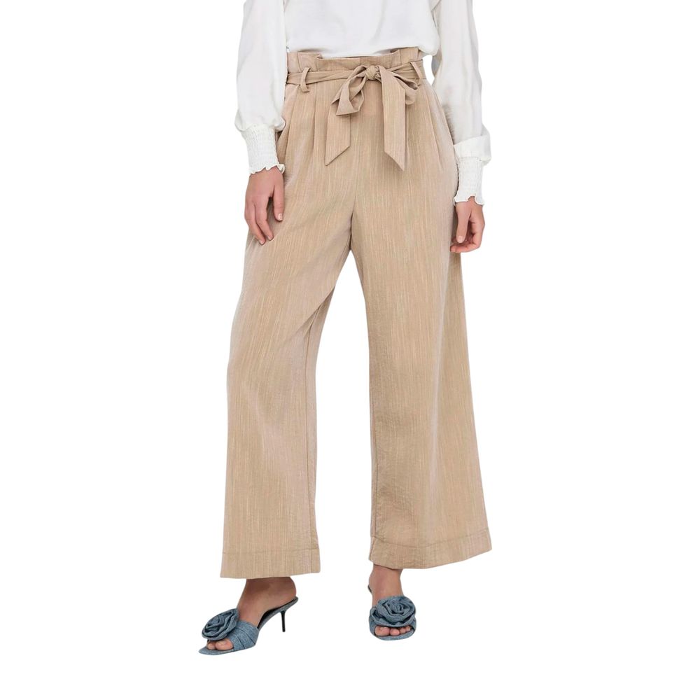 Only Beige Viscose Casual Pants
