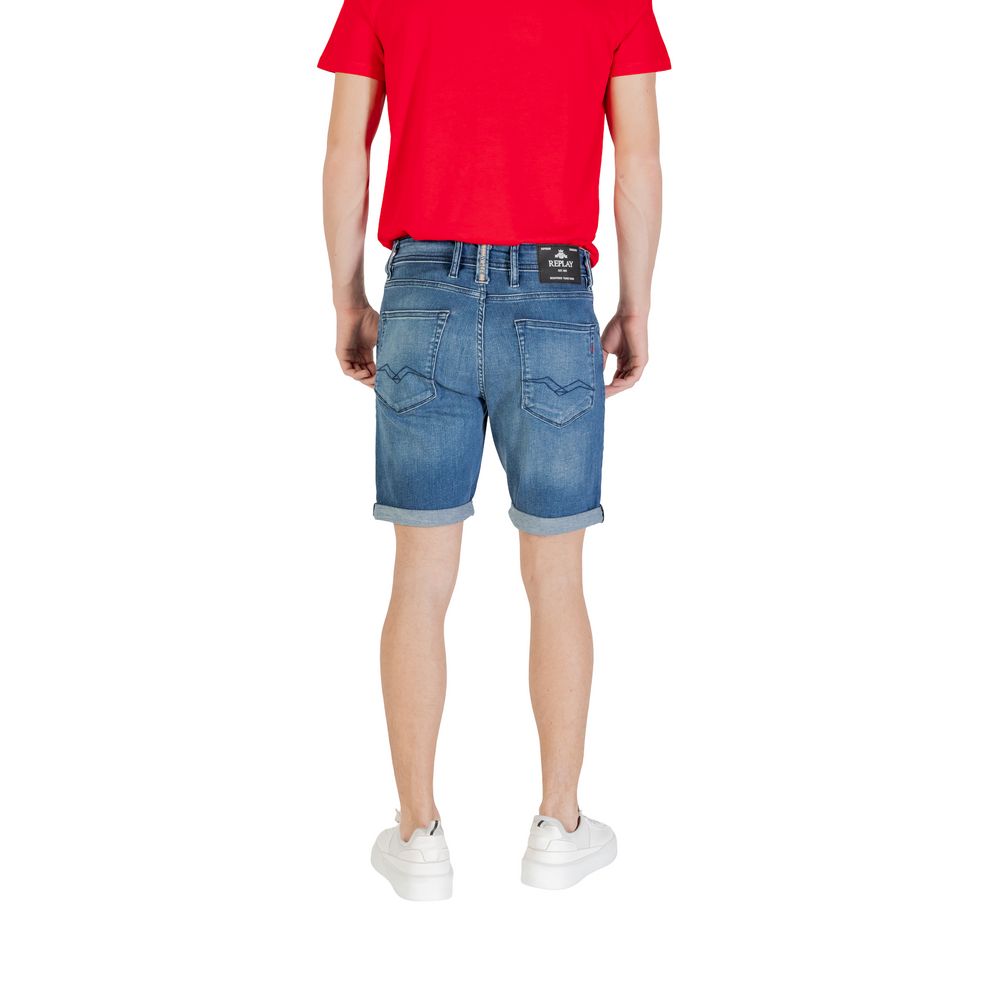 Replay Blue Cotton Bermuda Shorts