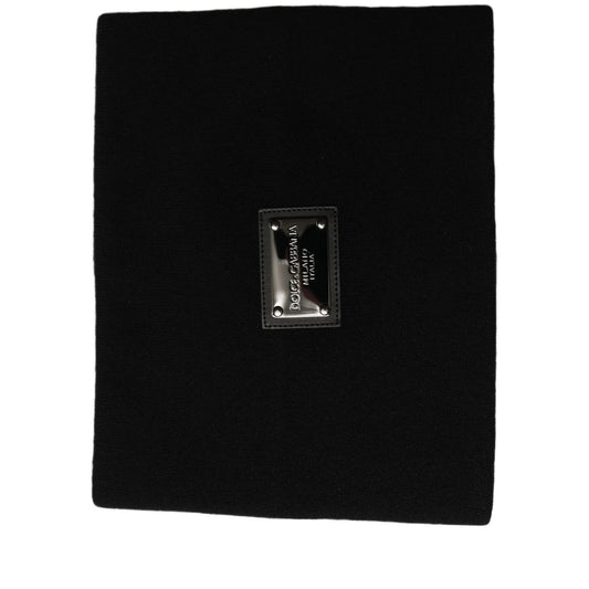 Dolce & Gabbana Black Cashmere Logo Plaque Neck Warmer Scarf