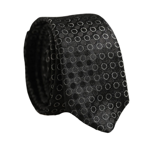 Dolce & Gabbana Men Black Silk Geometric Adjustable Tied Necktie Tie