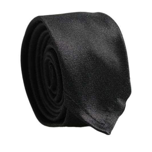 Dolce & Gabbana Men Black Satin Silk Classic Adjustable Tied Necktie Tie