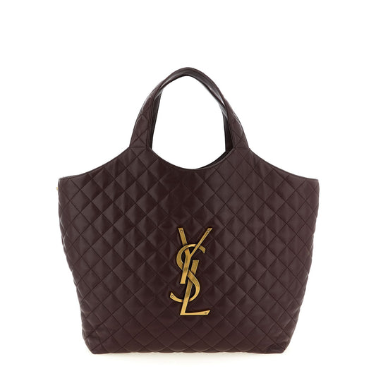 Saint Laurent Bordeaux Lamb Leather Tote Bag