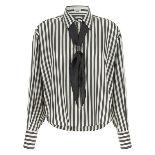 Brunello Cucinelli Bicolor Silk Blouse