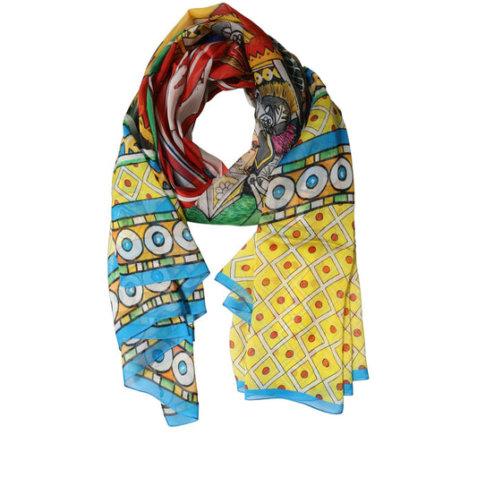 Dolce & Gabbana Multicolor Silk Printed Shawl Stole Scarf