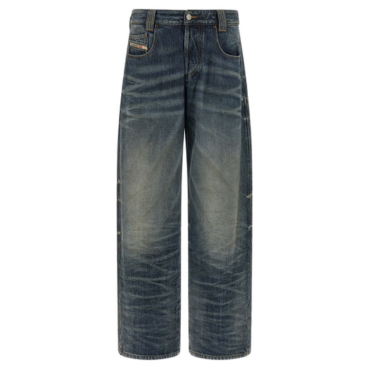Diesel Blue Cotton Relaxed Fit Jeans