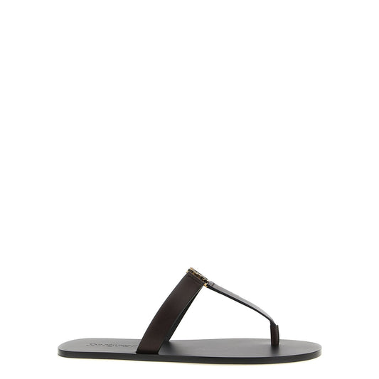 Saint Laurent Brown Calfskin Slides