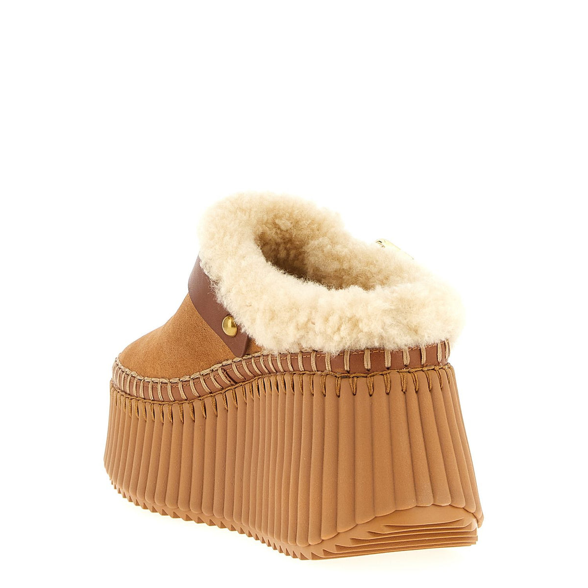 Chloé Brown Cowhide Wedge Sandals