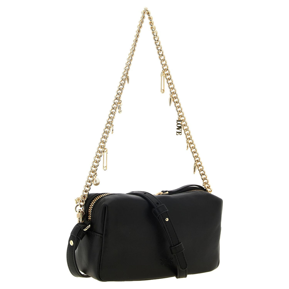 PINKO Black Lambskin Shoulder Bag