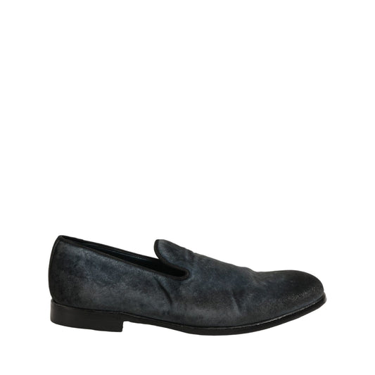 Dolce & Gabbana Blue Suede Slip On Men Slippers Loafers Shoes