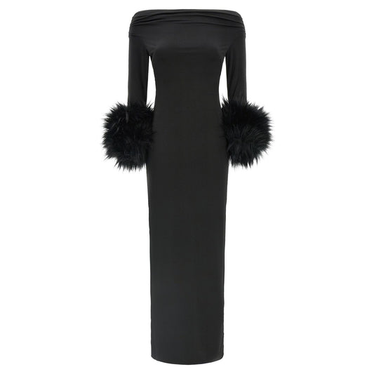 The Andamane Black Polyester Long Dress