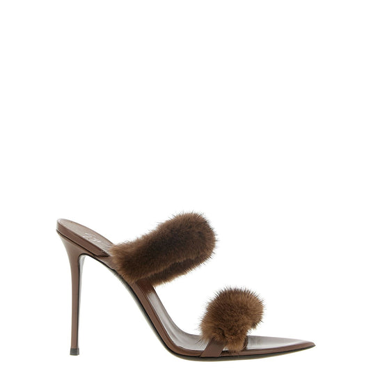 Giuseppe Zanotti Brown Cowhide Stiletto Heel Sandals