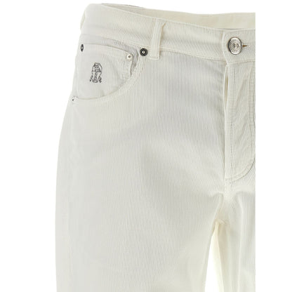 Brunello Cucinelli White Cotton Casual Pants