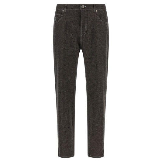 Brunello Cucinelli Gray Virgin Wool Casual Pants