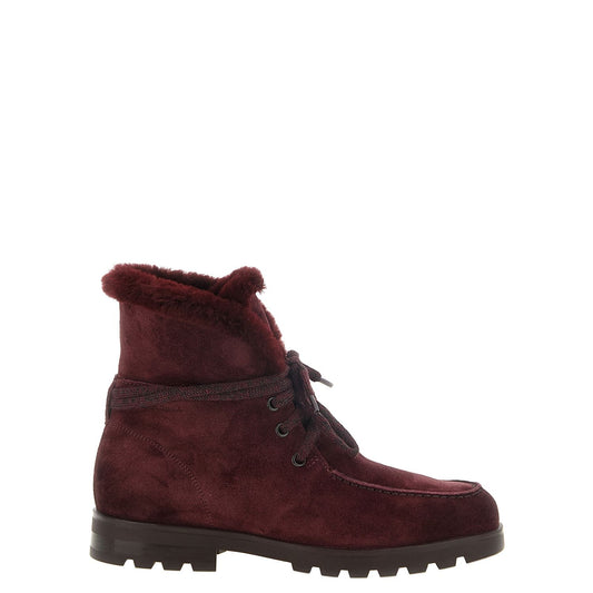 Santoni Bordeaux Calfskin Ankle Boots