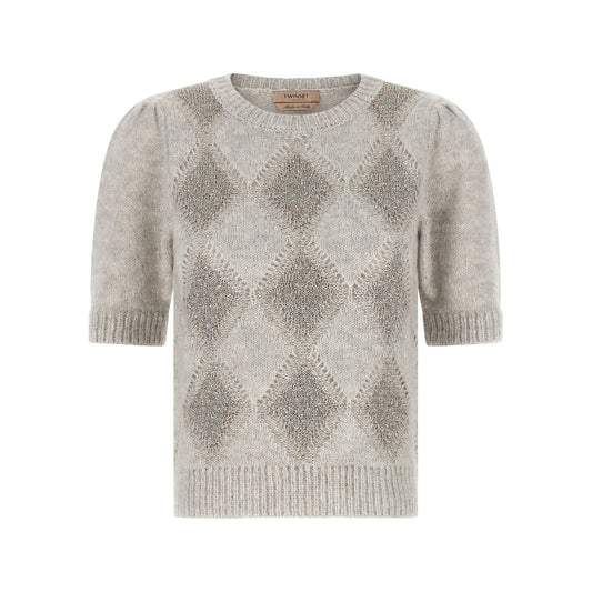 Twinset Gray Marabou Cardigan