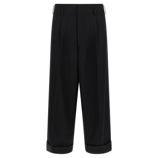 Comme Des Garçons Black Wool Cropped Pants