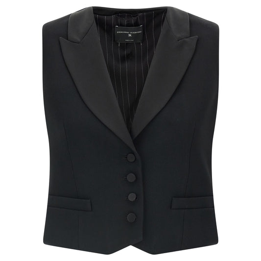 Ermanno Scervino Black Viscose Sleeveless Jacket