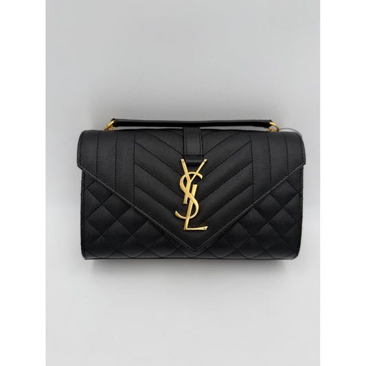 Saint Laurent SAINT LAURENT ENVELOPE SMALL in Grain de poudre Black Handbag