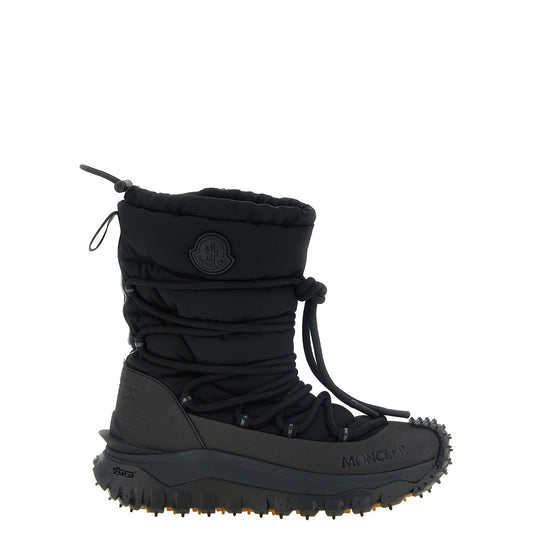 Moncler Black Polyamide Lace-Up Boots