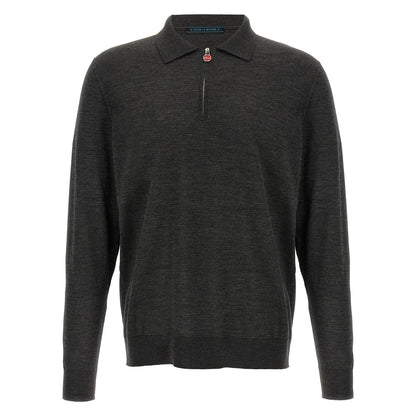 Kiton Gray Wool Polo Shirt