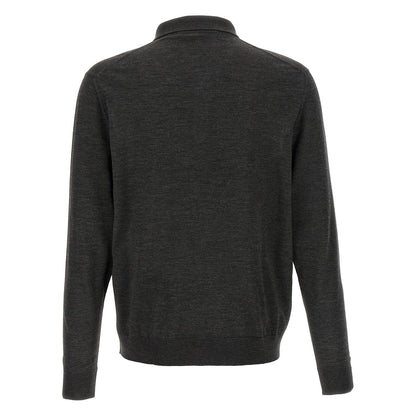 Kiton Gray Wool Polo Shirt