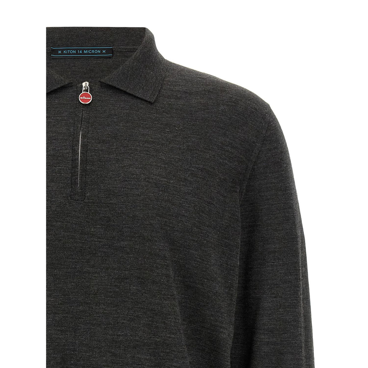Kiton Gray Wool Polo Shirt
