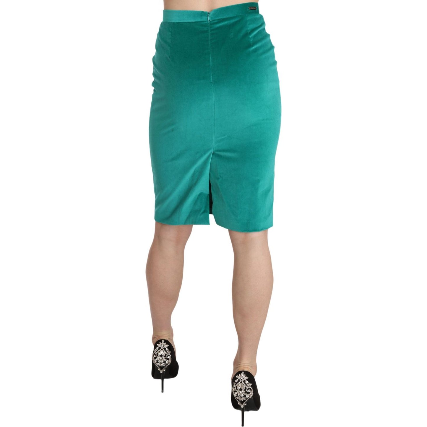 GF Ferre Chic Forest Green Pencil Skirt GF Ferre